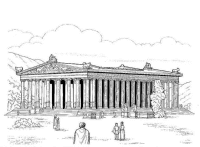 A coloring page of wonders of the world